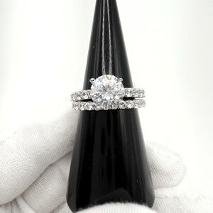 .925 Sterling Silver 2 Piece Bridal Ring Set